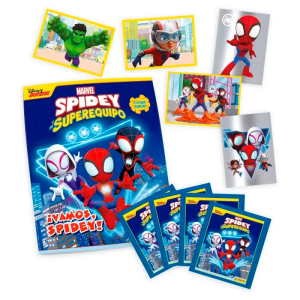 Pack de álbum con 4 sobres de cromos + 11 sobres de cromos ¡La primera colección de cromos dedicados a Spidey y sus extraordinarios amigos llega a Panini! 