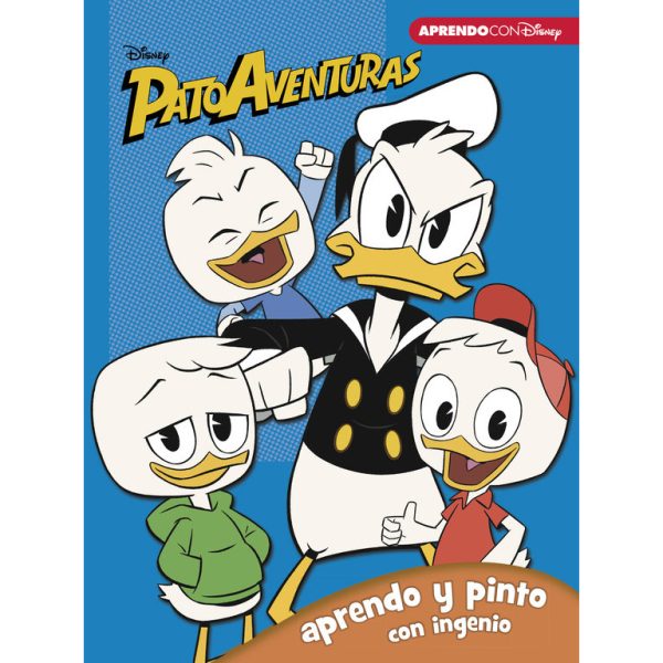 Cuaderno de actividades inspirado en la nueva serie de PatoAventuras de Disney, con Donald, Tío Gilito y los sobrinos Juanito, Jorgito y Jaimito.