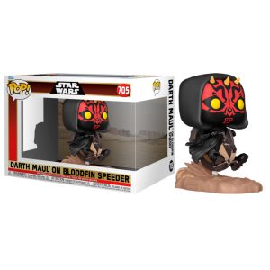 Figura de vinilo Funko Pop! de unos 9 cm. de Darth Maul sobre el Bloodfin Speeder, del 25º Aniversario del Episodio I: La amenaza fantasma, de Star Wars.