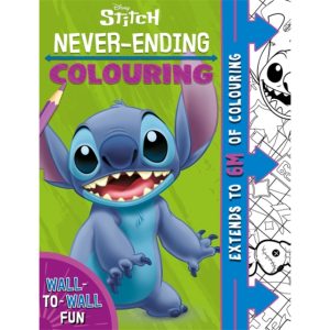 Libro de 26 páginas de imágenes que se despliegan en un mural de seis metros completos inspirado en las aventuras de Stitch, de Disney.