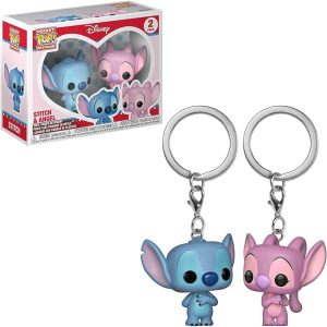 Pack de llaveros Funko Pop! Pocket de los personajes Stitch y Angel de Disney, basados en la película de "Lilo y Stitch" y su serie.