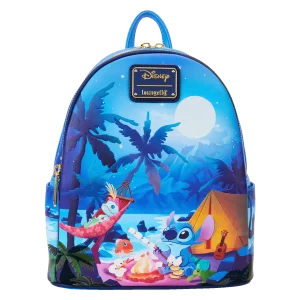 Mochila loungefly con Stitch de acampada que brilla en la oscuridad