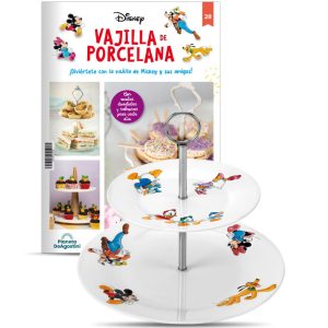 Fuente de dos pisos con Mickey y sus amigos, pieza de la vajilla de porcelana de Disney de Planeta DeAgostini